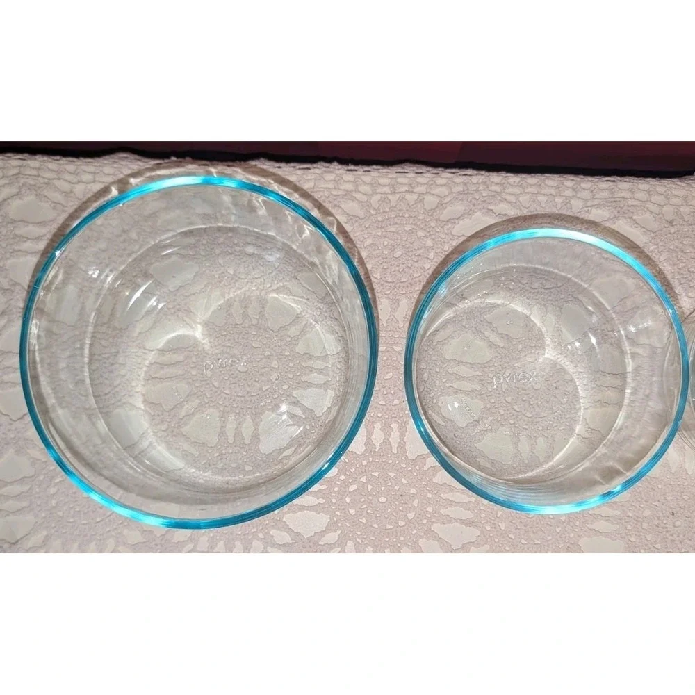 4 piece Set Pyrex Nesting Clear Glass Bowl 7201 7203 7202A‎ 7200A